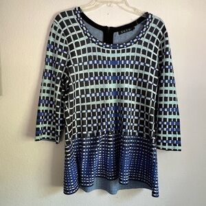 🌟3 for $25🌟Zozo Women’s Blue/White Boxy Tunic Sweater 3/4 Sleeve